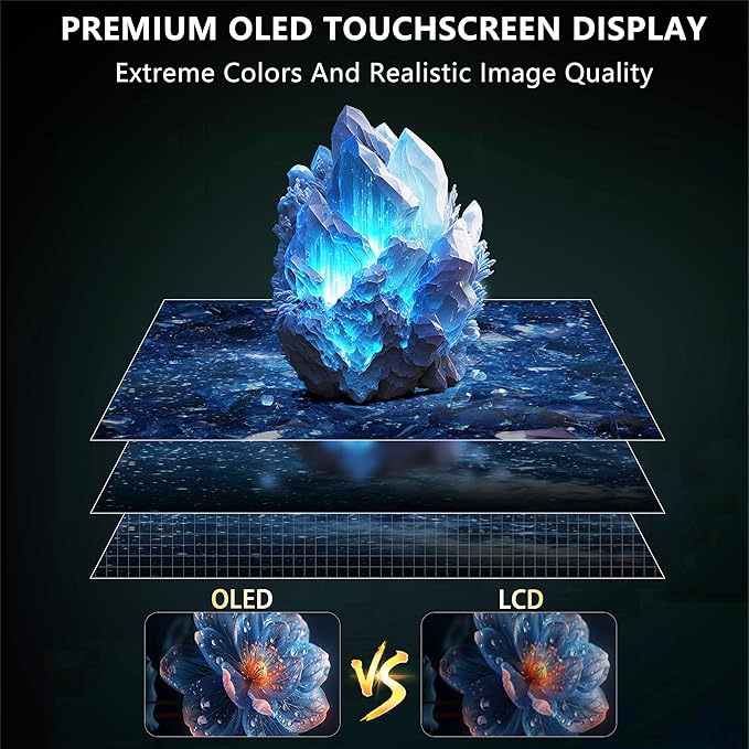 13.3” 1080P OLED Portable Monitor Touchscreen 100000:1 contrast ratio 500 nits brightness Display Built-in Stand Speakers HDR Portable ScreenTravel Monitors for Laptop Mac PC Phone PS4/5 Xbox Switch