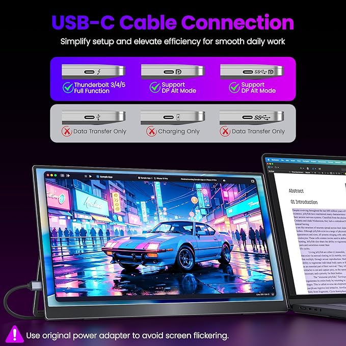 Portable Monitor 15.6 inch 4K UHD 3840X2160 145% sRGB IPS HDR HDMI USB-C Travel Monitor for Laptop MacBook PC Surface PS5 Xbox External Display with Kickstand &amp Speakers VESA Compatible