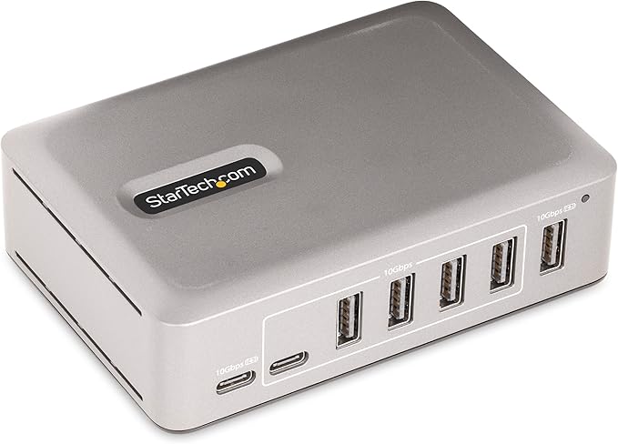 StarTech.com 7-Port USB-C Hub - 5X USB-A/2x USB-C - Self-Powered w/65W Power Supply - USB 3.1 10Gbps - Desktop/Laptop USB Hub w/3ft USB-IF Certified Locking Cable - USB C Splitter TAA