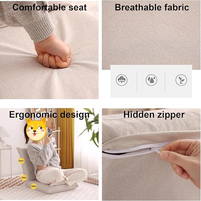 Floor air with 5 Adjustable Position Gaming Floor Seat for Living Room Floor air with Backrest Lazy Sofa air for Balcony Reading Bedroom Study RoomYellow