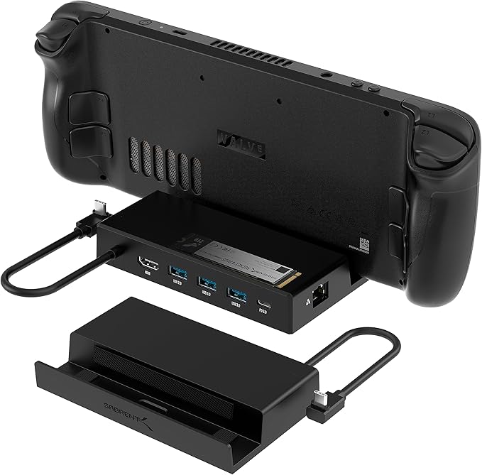 SABRENT Docking Station Compatible with Steam Deck 7-in-1 Dock with M.2 SSD Slot HDMI 2.0 4K@60Hz Gigabit Ethernet Dual USB-A 3.2 and Single USB 2.0 Ports with 90W USB-C Charging Port