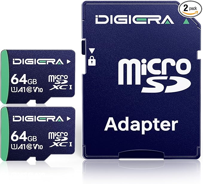 64GB CT100 microSDXC UHS-I Memory Card with Adapter - up to 100MB/s C10 U1 V10 Full HD A1 Micro SD Card for Smartphones Tablets Cameras Gaming Consoles and Drones (2 Pack)