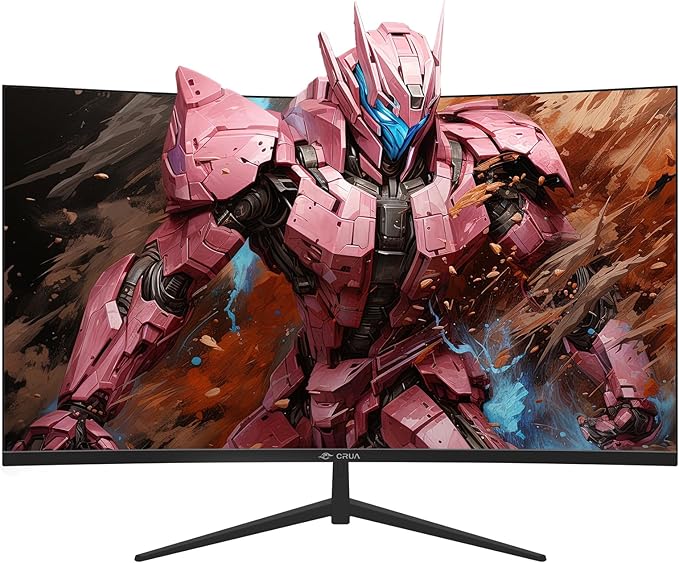 CRUA 32Inch Curved Gaming Monitor FHD(1920 * 1080P) VA Screen 165Hz/200Hz 1800R VA Screen 120% sRGB Computer Monitor that Support AMD Freesync HDMI DP Wall Mountable Installs-Black