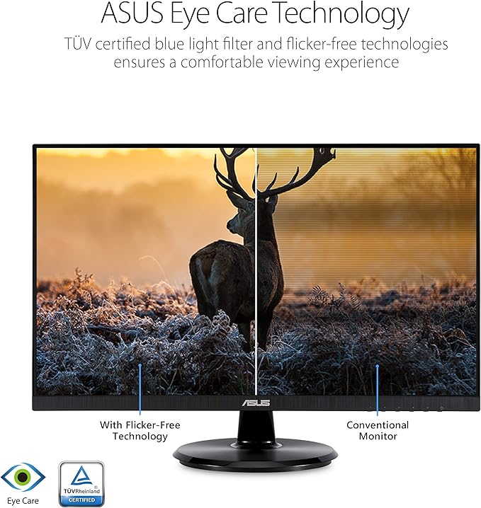 ASUS 24-Inch Desktop Monitor - 1080P Full HD 75Hz IPS Adaptive-Sync/FreeSync Eye Care HDMI DisplayPort VGA Frameless VESA Wall Mountable - VA24DQ