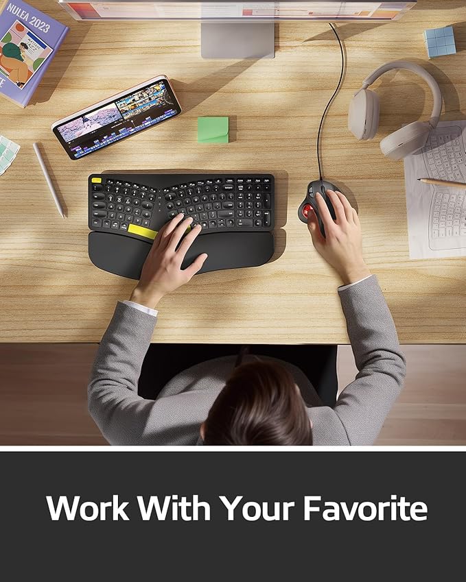 Nulea M509 Trackball Mouse Wired Ergonomic Design Easy Thumb Control Precise &amp Smooth Tracking 2-in-1 Interface (Type A &ampType C) Compatible for PC Laptop Mac Windows(Red).