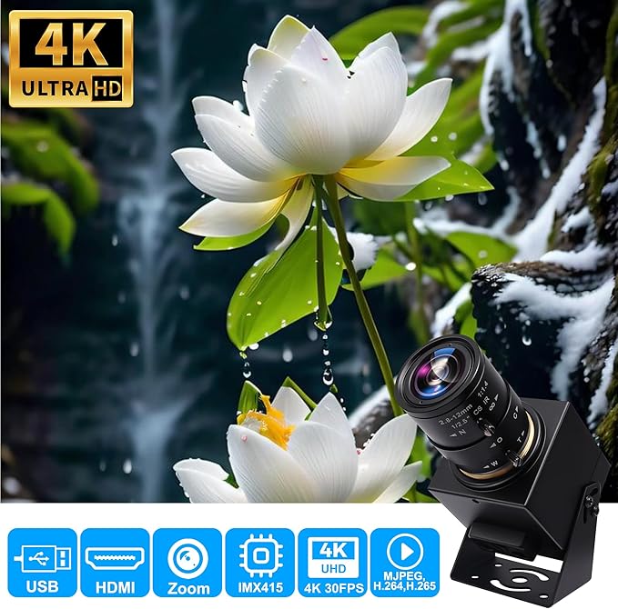 SVPRO 4K USB HDMI Camera Manual Zoom Webcam for Close Up with 2.8-12mm Variable LensPlug and Play Camera for IndustrialStreaming and Home Video