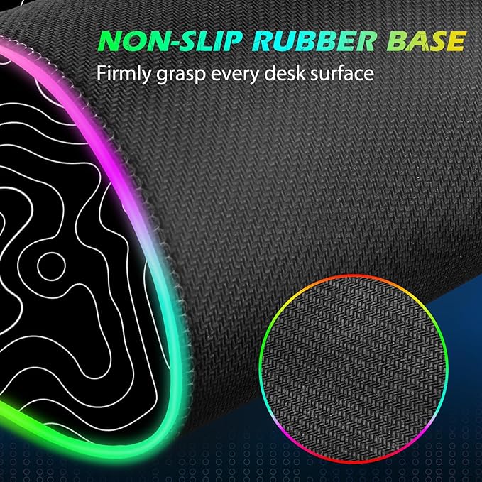 ToLuLu RGB Wireless Charging Gaming Mouse Pad 7.5/10/15W 10 Light Modes LED Mouse Pad Computer Keyboard Mat Mousepad 800x300x4MM Extended Large Desk Pad for Gamer Black and White Abstract Lines