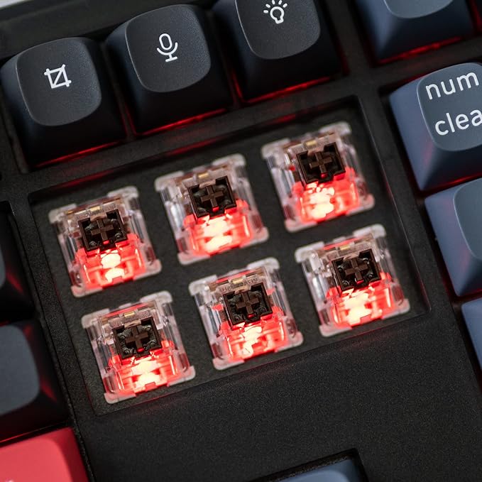 Keychron V6 Wired Custom Mechanical Keyboard Full-Size QMK/VIA Programmable Macro with Hot-swappable Keychron K Pro Brown Switch Compatible with Mac Windows Linux (Frosted Black-Translucent)