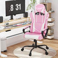 Gaming ChairSwivel Rolling Gaming Chair for AdultsErgonomic PC Gaming Chair PinkHeight Adjustable Computer ChairPU Leather Computer Chair with Headrest and Lumbar Support