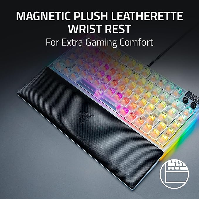 Razer BlackWidow V4 75% Mechanical Gaming Keyboard: Hot-Swappable Design - Compact &amp Durable - Orange Tactile Switches - Chroma RGB - MF Roller &amp Media Keys - Comfortable Wrist Rest - Phantom
