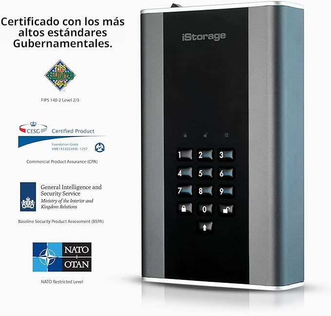iStorage diskAshur DT2 256-bit 10TB | FIPS Level 3 Certified | Secure encrypted Desktop Hard Drive | Password Protected
