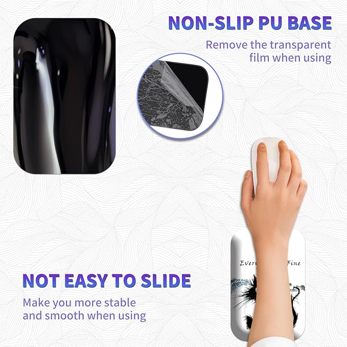 Large Mouse Pad Set Desk Mat + Elbow Rest Pad + Coaster Easy Typing Pain Relief Ergonomic Arm Rest Pad with Memory Foam Extended Desk Pad Anti-Slip Rubber Base for Office Home Funny Black Cat