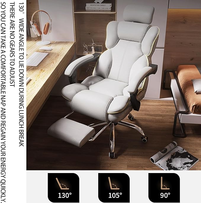 Ergonomic Gaming Chair with Adjustable Footstool &amp 360° Swivel Comfy PU Leather Seat for Home Office &amp Live Streaming (Pink)