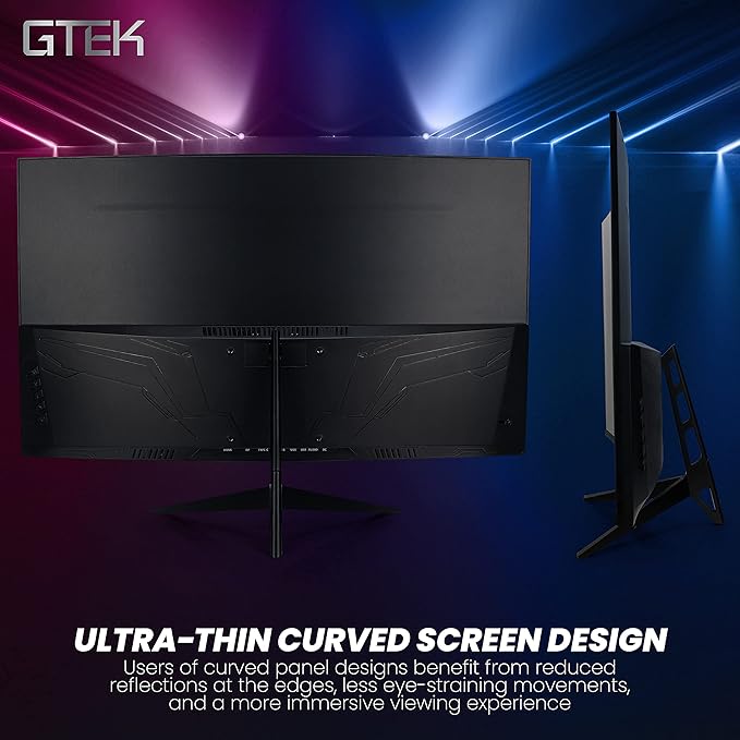 GTEK F2740C 27-Inch Curved Frameless Gaming Monitor Full HD 1920 x 1080P 1800R VA 1ms MPRT 240Hz FreeSync Speakers DisplayPort/HDMI/Type-C VESA (Renewed)