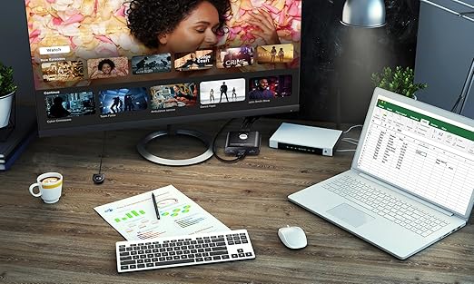 ATEN CS22HF 2-Port USB FHD HDMI KVM Switch Full HD 1080p 2 Computers 1 Monitor USB Peripherals Easy Hook Design Push-Button Remote Plug-and-Play Multi-Platform (Windows/Mac/Linux)
