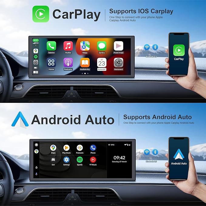 INNOVV V1 10.3 Inch Carplay Screen for Car 1920 * 720 IPS Touch Screen Car Stereo with GPS Navigation Dual-Band WiFi Bluetooth Audio Siri Apple Carplay &amp Android Auto Car Stereo Fit All Vehicl