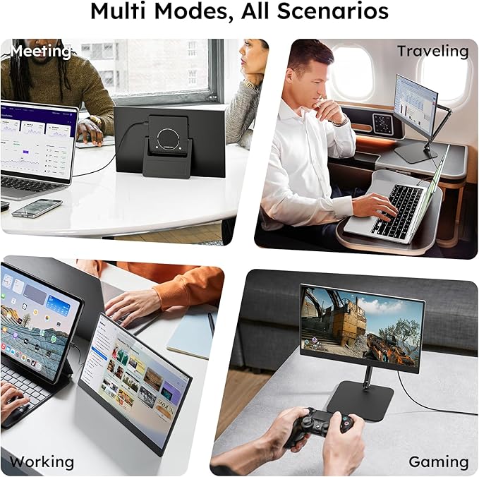 Portable Monitor 15.6 FHD 1080P IPS Travel Monitor for Laptop Foldable Stand &amp Carry Case Included USB-C Screen Extender for Laptop Mac PC Phone Xbox PS4/5 Switch