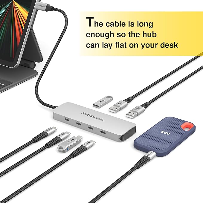 EZQuest USB C Hub Docking Station 7 in 1 with 3 Gen 2 10Gbs Ports 3 USB A 3.0 Ports 1 USB C Power Delivery 3.0 with 5Gbs Data Compatible with MacBook/Dell/HP/Lenovo Laptops