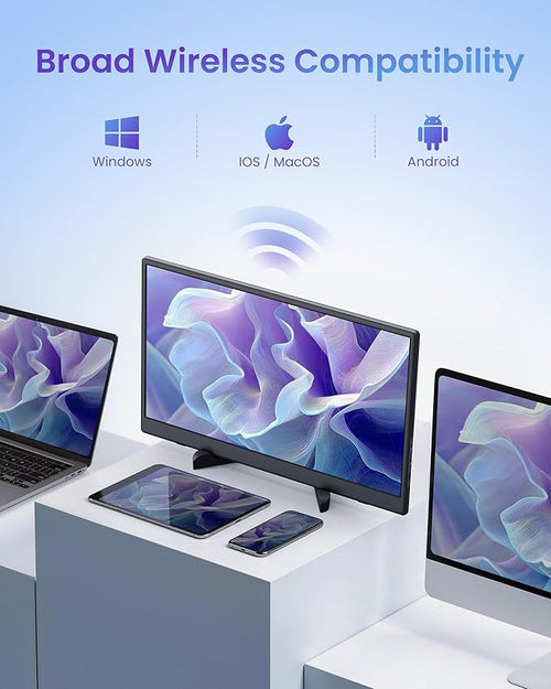 15.6 Wireless Portable Monitor FHD 1080P IPS Travel Monitor for Laptop Built-in G-Sensor Type-C &amp HDMI Foldable Stand PU Protective Case VESA Mount Blue Light Protection