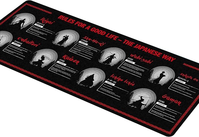 Japanese Success Concepts Mouse Mat – Rule of a Good Life Inspired by Japanese Philosophy for Success and Peace Essential Computer Accessories for Study Work and Reference Purposes NVA