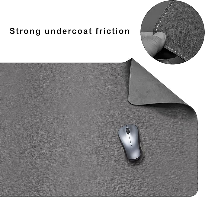 CENNBIE Leather Desk Mat 55''x19.6'' Extra Large Desk Pad Blotter Protector Extended Non-Slip Mouse Pad Waterproof PU Leather Desk Mat on top of desks Large for Office and Home (Grey)