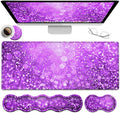 Large Gaming Mouse Pad (31.5x11.8 in) Rubber Base XXL Mousepad with Stitched Edges Ergonomic Keyboard Wrist Rest Extended Mouse Mat Desk Pad for Work Game Office Purple Mousepad