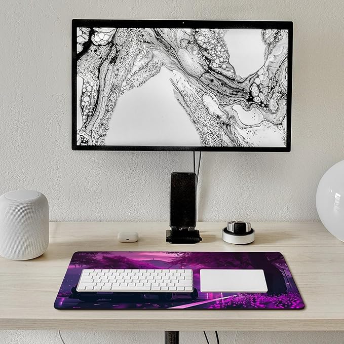 Large Mouse Pad Anime JDM Car S13 Purple Flowers Static Desk Mat Computer Accessories Gaming Office Organizers Supplies Decor Essentials Keyboard Pads for Desk Rubber 40X80cm