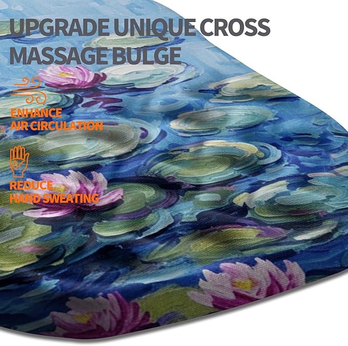 Ergonomic Slope Mouse Pad Wrist Support Wrist Rest Mousepad for Carpal Tunnel Pain Relief with Massage Bulge and Slow Rebound Memory Foam (12x8 inch Lotus Pond)