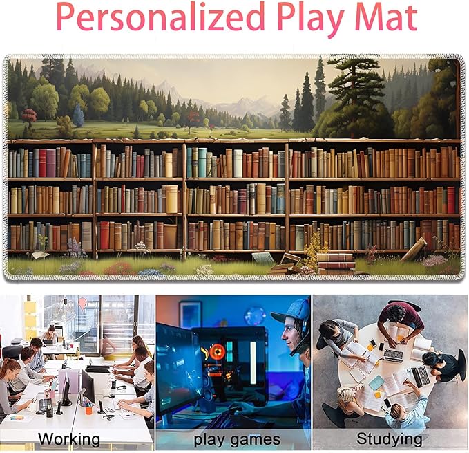 Large Gaming Mouse Pad + Mouse Wrist Rest Pad + Coaster Combination 31.5 x 11.8 Durable Non-Slip Extension Table Mat Suitable for Office and Home Books