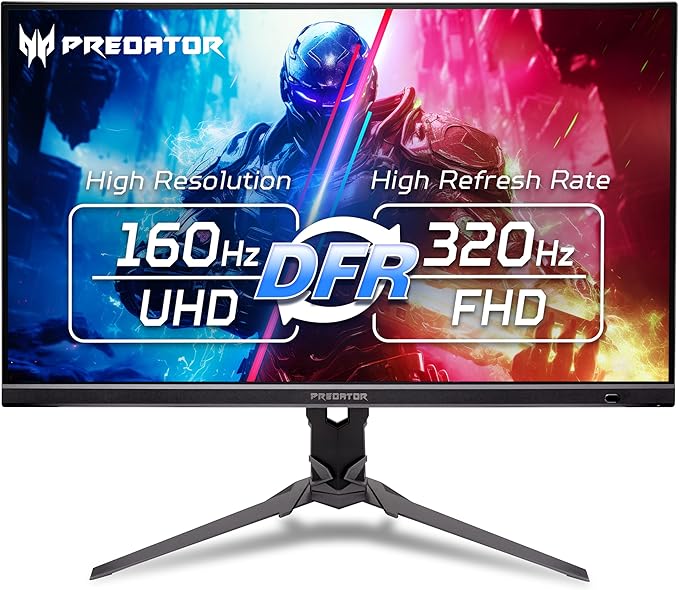 Acer Predator Gaming Monitor | 27 UHD 3840 x 2160 IPS | AMD FreeSync Premium | Up to 320Hz with DFR | Up to 0.5ms | VESA DisplayHDR400| DCI-P3 90% | Display Port 1.4 &amp 2 x HDMI 2.1 | XB273K V5bmi
