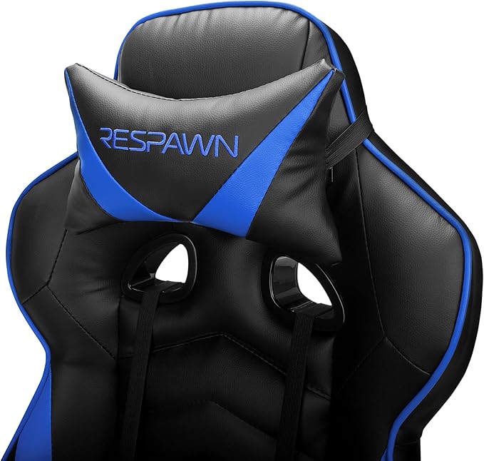 RESPAWN 110 Ergonomic Gaming Chair with Footrest Recliner - Racing Style High Back PC Computer Desk Office Chair - 360 Swivel Adjustable Lumbar Support Headrest Pillow Padded Armrests - 2019 Blue