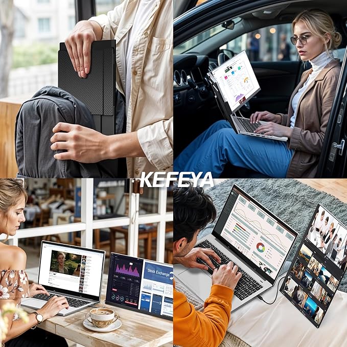KEFEYA Laptop Screen Extender 15.6 FHD 1080P IPS Portable Monitor for Laptop Plug and Play Dual Monitor Extender for 13-17.3 Laptops Compatible with MAC Windows Android Linux Chrome