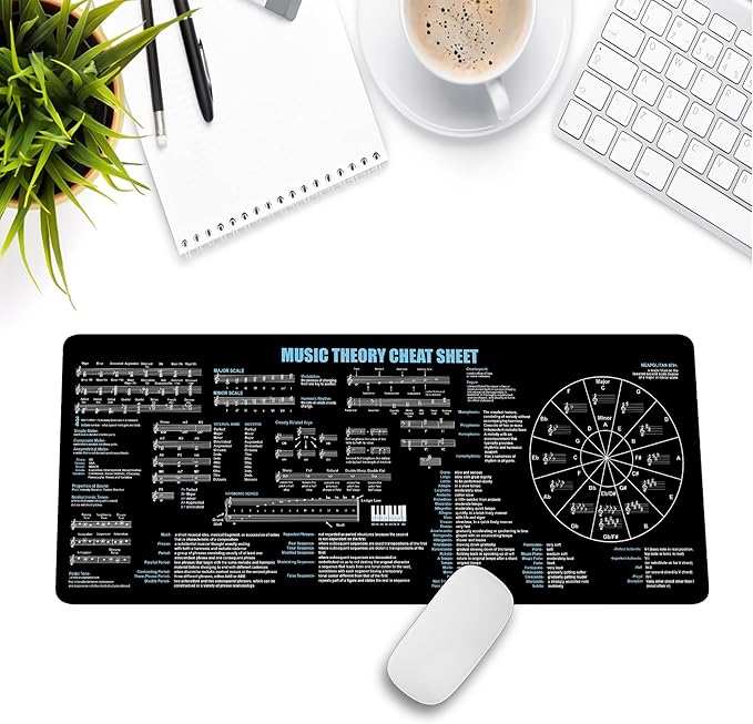 Music Theory Cheat Sheet Mouse Pad Mouse Mat Quick Reference for Music Students Composers Pianists Guitarists Teachers Essential Computer Accessories for Study Work and Reference Purposes KMH