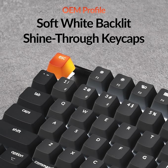 Keychron K8 Wireless Mechanical Keyboard – Silent Red Switch for Quiet Office and Gaming TKL 87 Keys Soft White LED Backlight Bluetooth &amp USB-C Wired Connectivity Compatible with Mac and Windo
