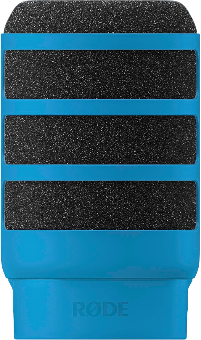 Rode PodMic Cardioid Dynamic Broadcast Microphone with WS14 PodMic Pop Filter - Blue
