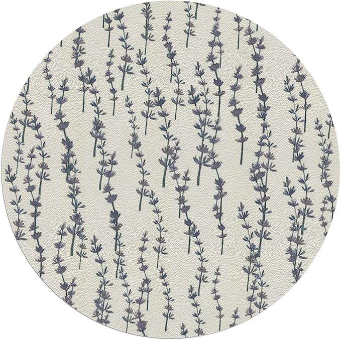 Green PU Leather Hardwood FloorsTile Non-Slip Office Chair Mat Lavender Nature Pattern Anti-Slip Low Pile Under Desk Rug Large Floor Protector Dreamlike Diameter 35.4 in