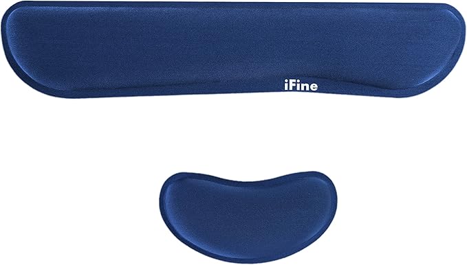 iFine Upgrade Enlarged Memory Foam Set Keyboard &amp Mouse Wrist Rest Pad Cushion Support for Computer Laptop Mac Durable and Comfortable For Office or Home– Pain Relief Stress-free Typing (Navy B