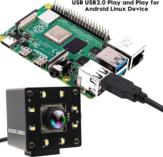 USB Camera 120fps 4K Autofocus IR Cam Day and Night 100 Degree No Distortion Lens Lightburn UVC Compatible Plug and Play for Windows Mac OS Jetson Nano