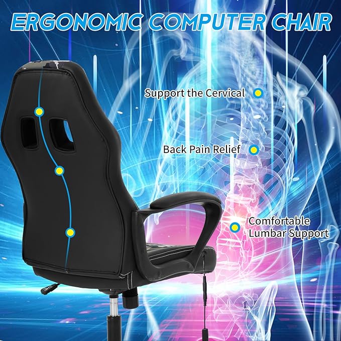 Video Gaming Chair with Massage Function Ergonomic Computer Desk Chairs Home Office Desk Chair with Lumbar Support Adjustable Height Swivel Wheels Camo
