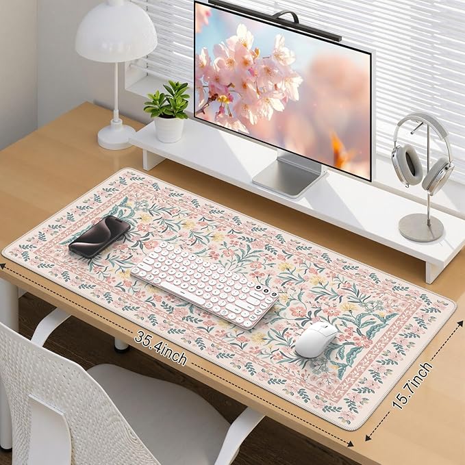 iCasso Desk Mat Large Mouse Pad Wrist Support Set XXL Large Mousepad + Keyboard Wrist Rest+Mouse Wrist Rest+Coastert with Ergonomic Design for Home Office Computer