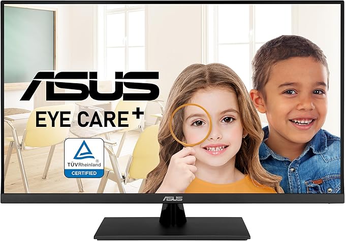 ASUS 31.5” 4K HDR Eye Care Monitor (VP327Q) – UHD (3840 x 2160) 99% sRGB HDR-10 Adaptive-Sync Speakers DisplayPort HDMI Flicker Free Blue Light Filter VESA MountableBlack