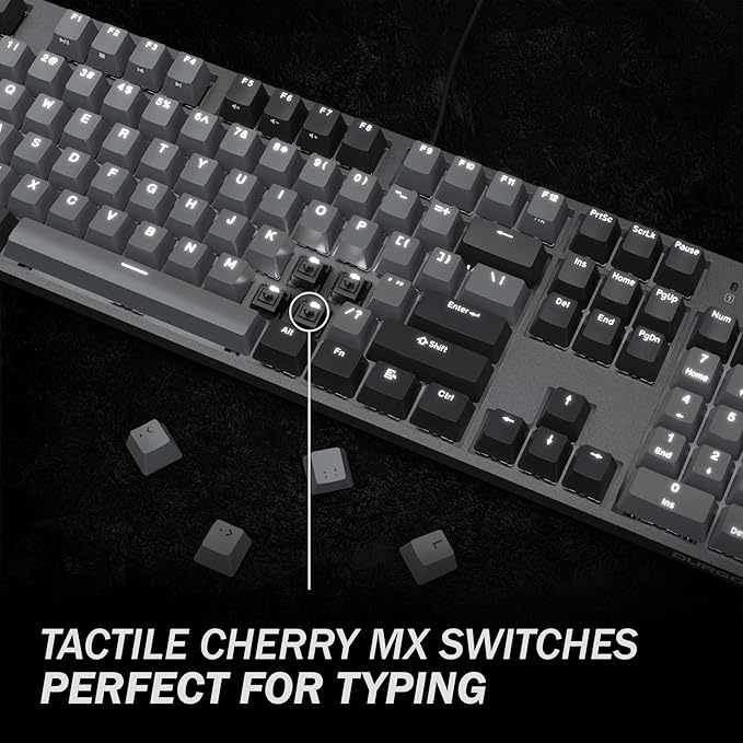 DURGOD K310 Corona White Backlit Full Size Mechanical Keyboard | 104 Keys Full Size | USB C Wired | Doubleshot PBT Keycaps | Programmable Keys | NKRO | Windows &amp Mac (Corona Cherry MX Brown Switc