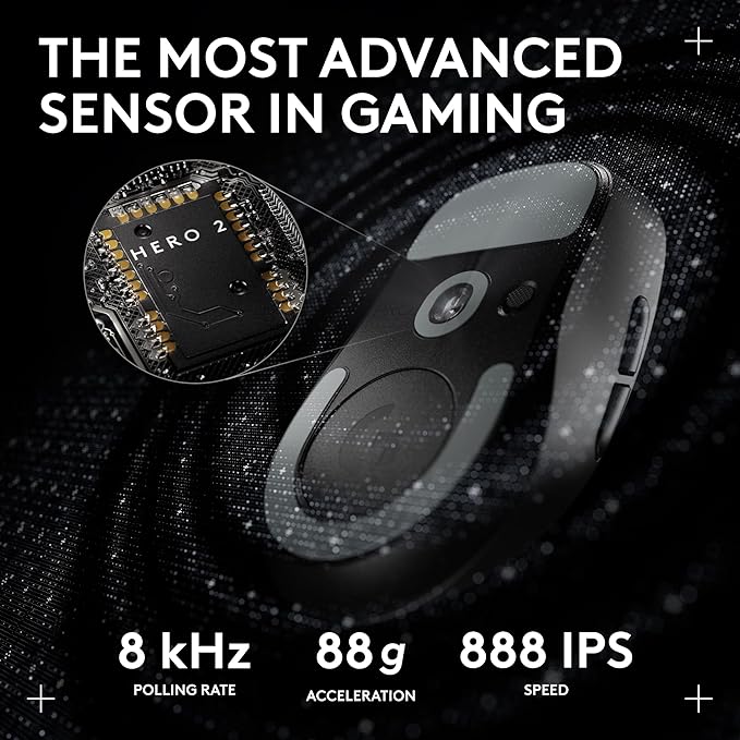 Logitech G PRO X Superlight 2 DEX Wireless Gaming Mouse 60g pro-Grade Right-Handed Mouse with 5 programmable Buttons USB-C Charging 44k DPI Sensor up to 8 kHz Polling for PC/Mac - Black