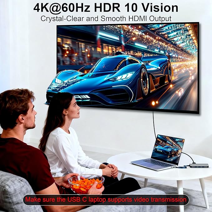 Reborn USB-C Docking Station Dual Monitor Adapter Laptop Docking Station 3 Monitors Triple Display USBC Hub Dongle to 4K60Hz HDMI+DP3 USB3.0100W PDUSB C Data8-in-1 Dock for DellHPLenovoSurface