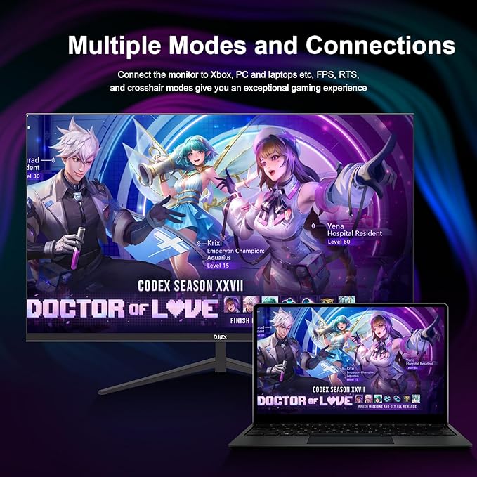 27 inch Gaming Monitor 100Hz Full HD 1920 x 1080P Computer Monitor Built-in Speakers with HDMI Interface Eye Care Frameless Sync Visual Experience for Work Support Wall Mount （100 * 100mm）