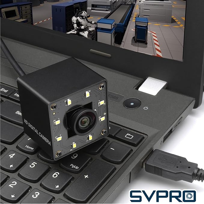 SVPRO 12MP USB Camera with Light 4K Webcam 30fps / 1080P 120fps High Speed IMX577 Sensor Low Light USB Plug and Play for Lightburn PC/Laptop Comptible with Windows/MacOS/Linux/Android