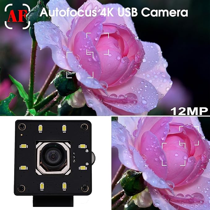 SVPRO 12MP USB Camera with Light 4K 30fps/1080P 120fps High Speed Lightburn Camera IMX577 Low Light USB External Computer Webcam with Wide Angle for PC LaptopLinuxWindowsAndroidMacOS