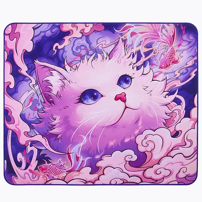 Mouse Pads EspTiger Tang Dao Chi Yu GEM (480 x 400 x 4mm) Standard Size Polyurethane Base Superior Control Performance Extra Thick Large Cloth Gaming Mousepad – Multi-Color Cat Design