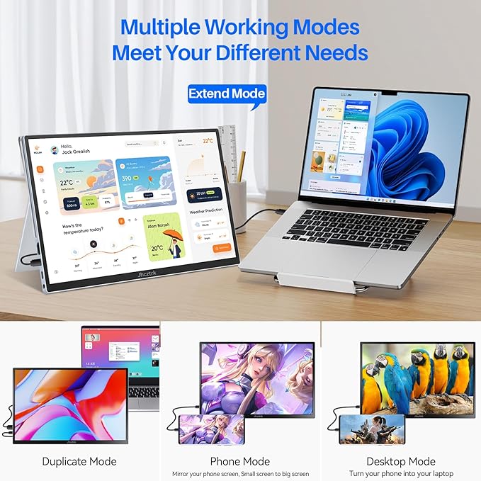 Touchscreen Portable Monitor 14 Inch IPS Slim Travel Screen FHD 1920X1200 HDR FreeSync Bezel Less USB-C Computer Monitor with Cover Stand and Speakers for Laptop PC Mac Surface PS4/5 Xbox