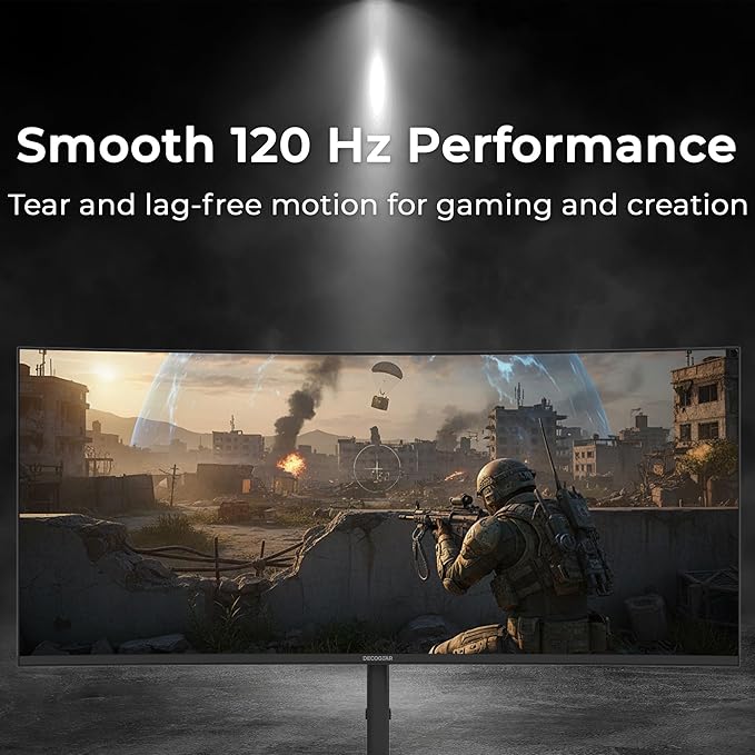 Deco Gear 40 Curved 5K2K Nano IPS Monitor | 5120×2160 UltraWide 21:9 Display 120 Hz Refresh | 65 W USB-C PD | HDR Adaptive Sync | Built-in Speakers for Work